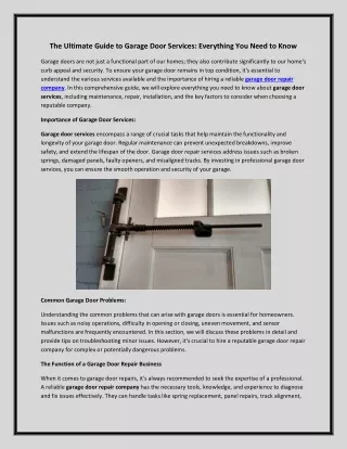 Download the Free PDF to know about Garage Door service | M & M