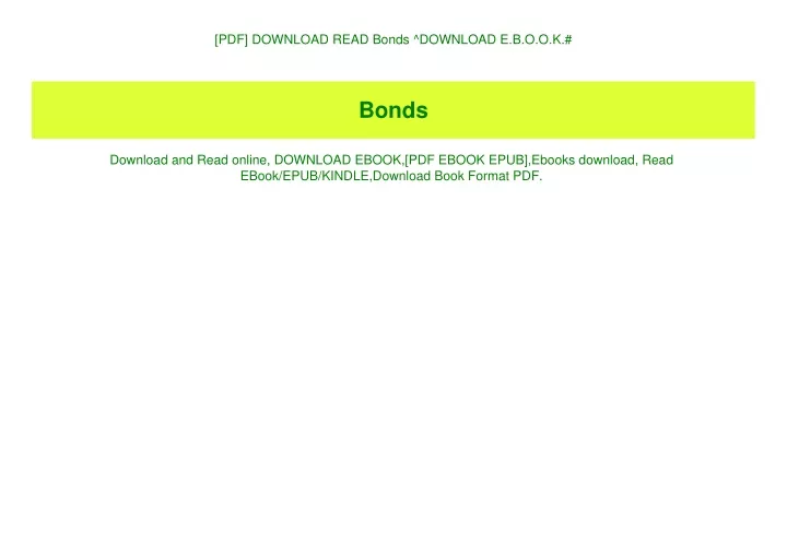 pdf download read bonds download e b o o k