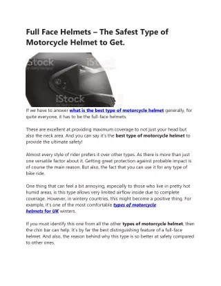 New Microsoft Word DocumeFull Face Helmets – The Safest Type of Motorcycle Helnt