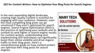 seo for content writers how to optimize your blog posts for search engines