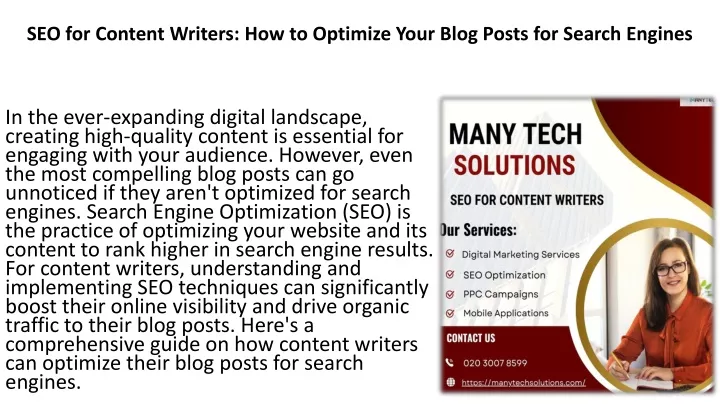 seo for content writers how to optimize your blog posts for search engines