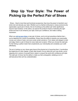 Step Up Your Style_ The Power of Picking Up the Perfect Pair of Shoes