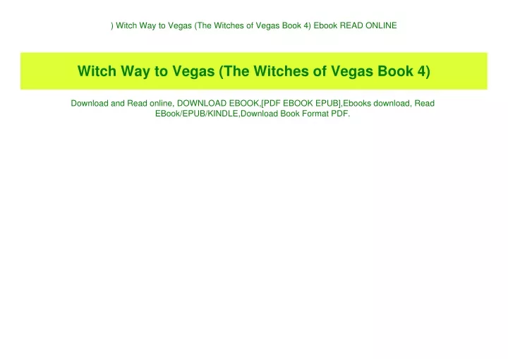 witch way to vegas the witches of vegas book