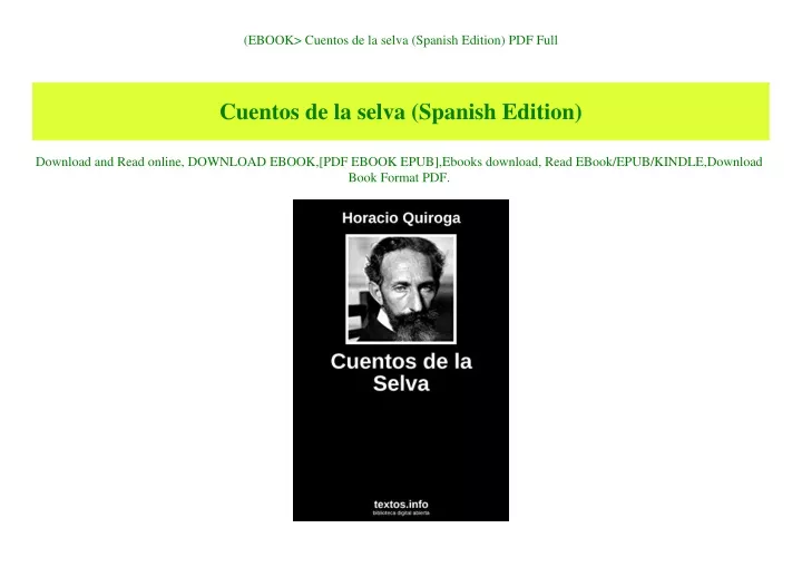 ebook cuentos de la selva spanish edition pdf full