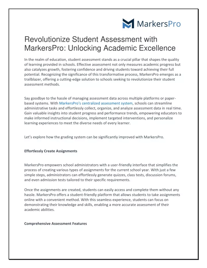 revolutionize student assessment with markerspro