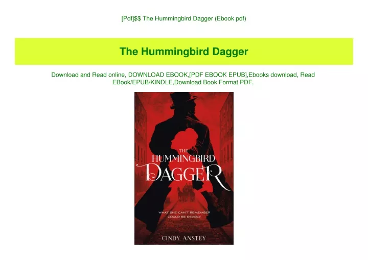 pdf the hummingbird dagger ebook pdf