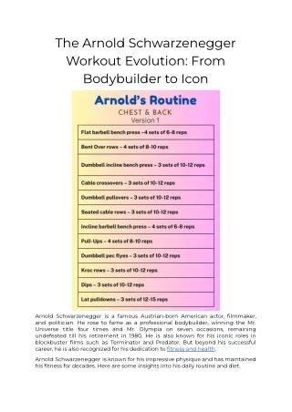 Pumping Iron with Arnold Schwarzenegger: A Workout Plan for the Strongest