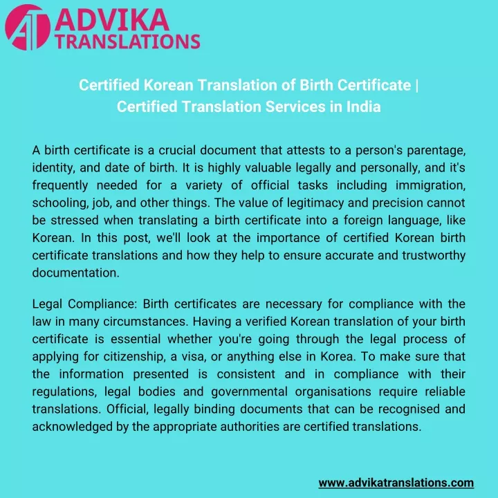 certified korean translation of birth certificate