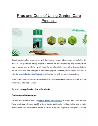 Pros and Cons of Using Garden Care Products