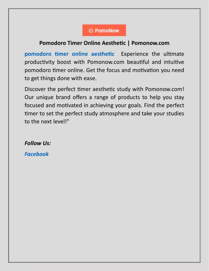 pomodoro timer online aesthetic pomonow com