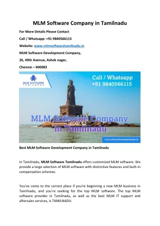 MLM Software Company in Tamilnadu
