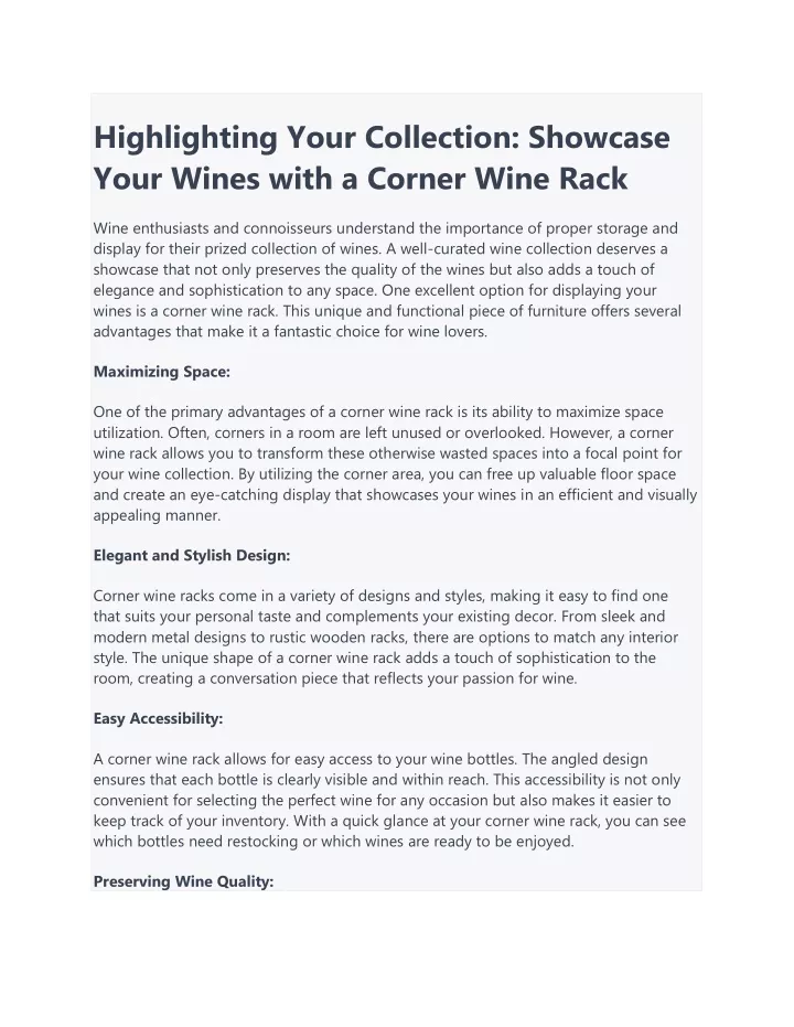 highlighting your collection showcase your wines