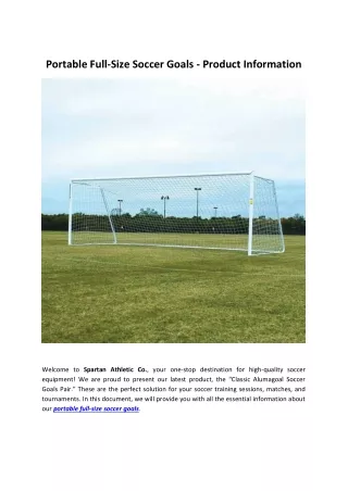 Portable Full-Size Soccer Goals - Product Information