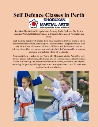 Self Defence Classes in Perth