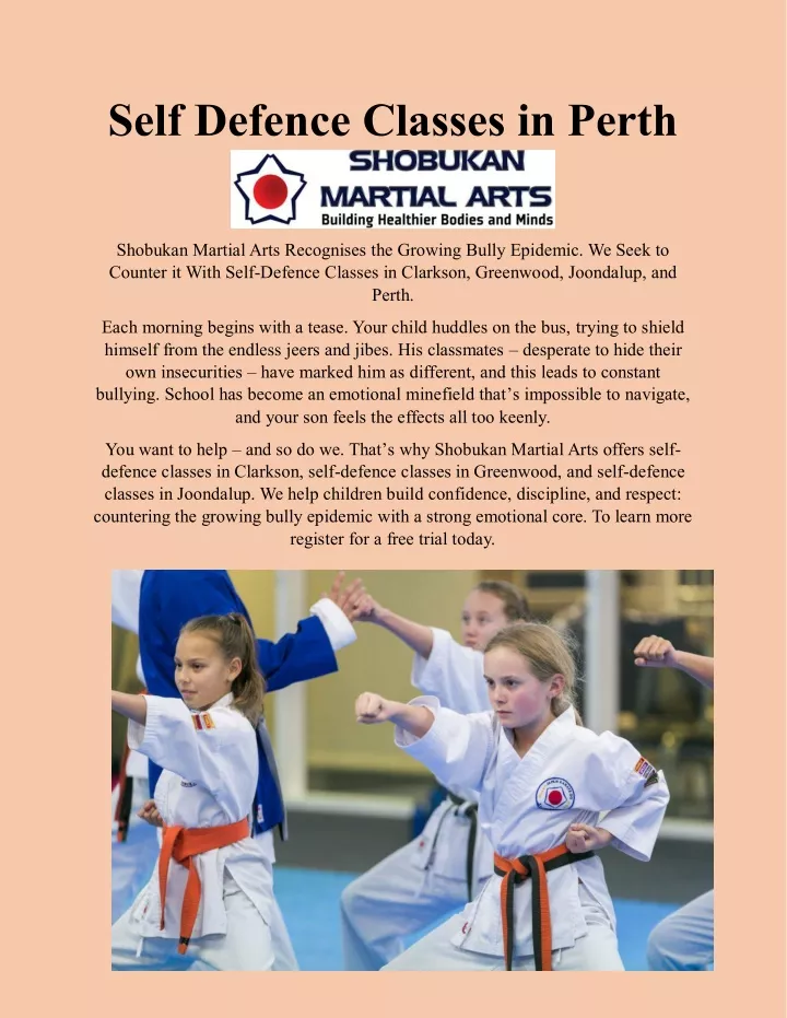 self defence classes in perth