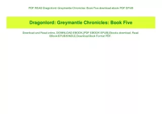 PDF READ  Dragonlord Greymantle Chronicles Book Five download ebook PDF EPUB