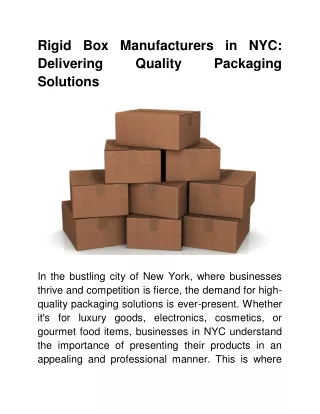 Rigid Box Manufacturers in NYC_ Delivering Quality Packaging Solutions