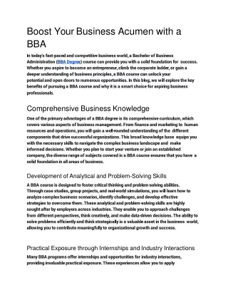 Boost Your Business Acumen with a BBA