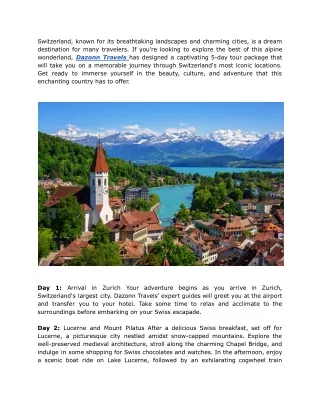 _Experience the Beauty of Switzerland with Dazonn Travels' 5-Day Tour Package