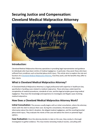 Securing Justice and Compensation: Cleveland Medical Malpractice Attorney