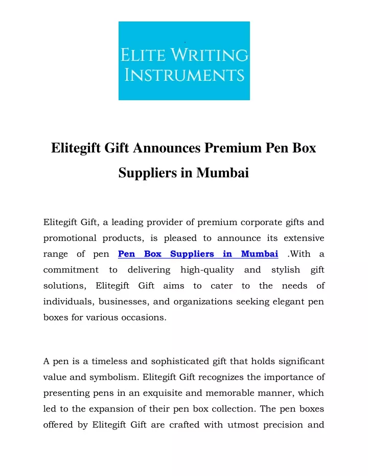 elitegift gift announces premium pen box
