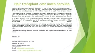 Hair transplant cost north carolina