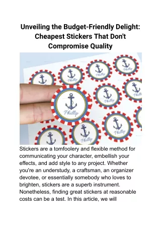 Unveiling the Budget-Friendly Delight_ Cheapest Stickers That Don't Compromise Quality