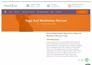 Yoga And Meditation Retreat India