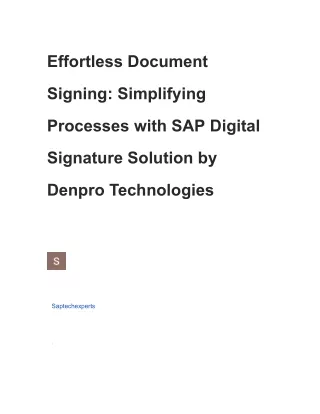 Effortless Document Signing_ Simplifying Processes with SAP Digital Signature Solution by Denpro Technologies