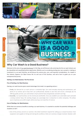 Why Car Wash is a Good Business?