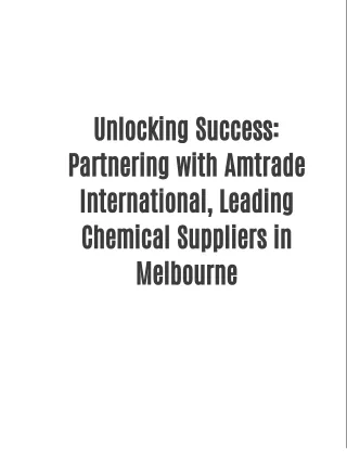 Chemical Suppliers in Melbourne | Amtrade International
