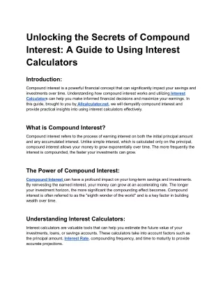 Unlocking the Secrets of Compound Interest_ A Guide to Using Interest Calculators