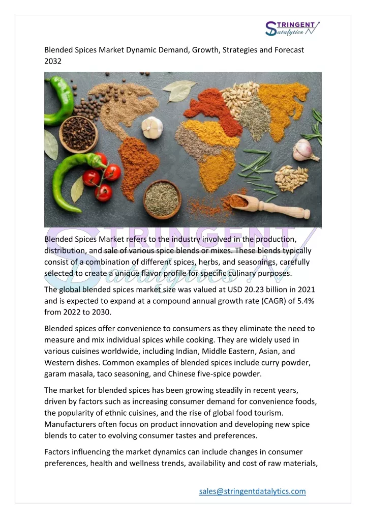 blended spices market dynamic demand growth