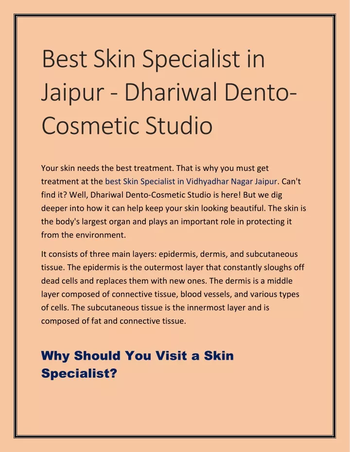 best skin specialist in jaipur dhariwal dento