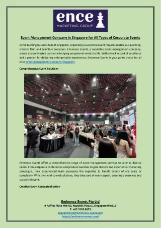 Event Management Company in Singapore for All Types of Corporate Events
