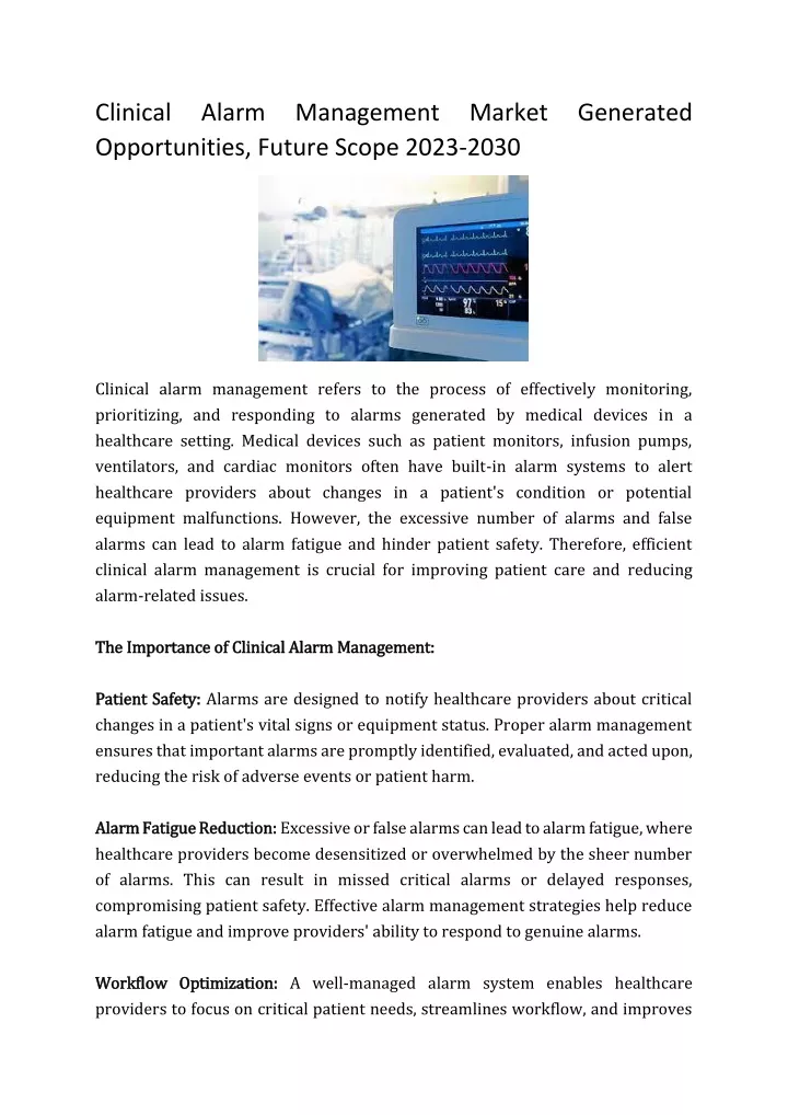 clinical alarm management market generated