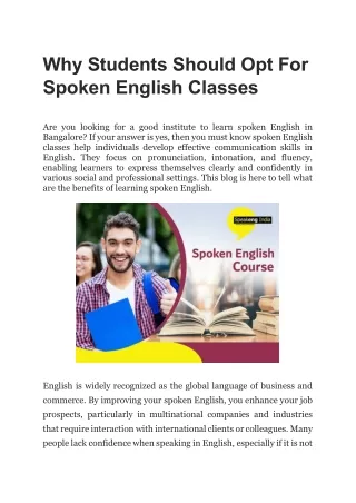 Why Students Should Opt For Spoken English Classes