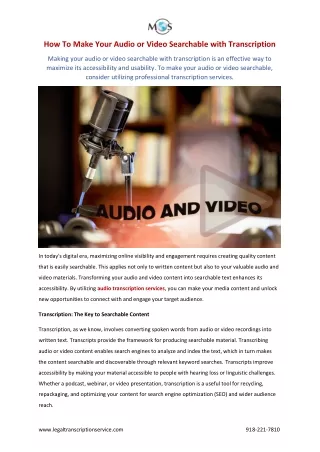 How To Make Your Audio or Video Searchable With Transcription