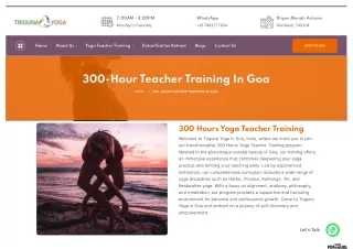 300 Hour Teacher Training In Goa
