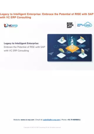 Legacy to Intelligent Enterprise: Embrace the Potential of RISE with SAP with VC