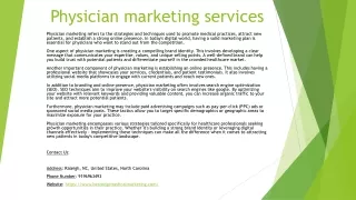 Physician marketing services