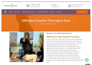200 Hour Teacher Training In Goa