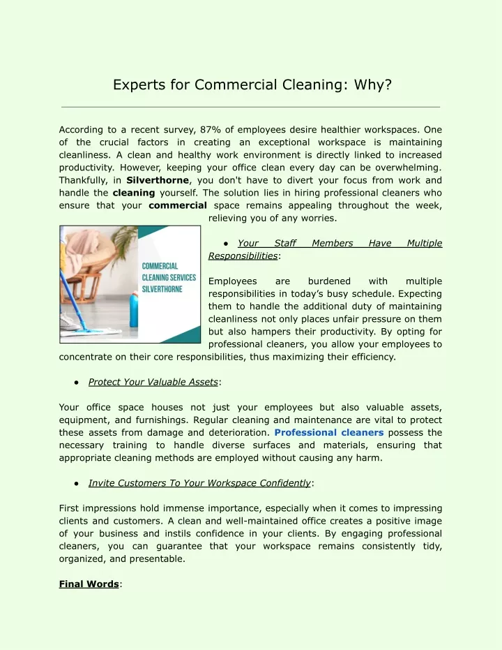 experts for commercial cleaning why