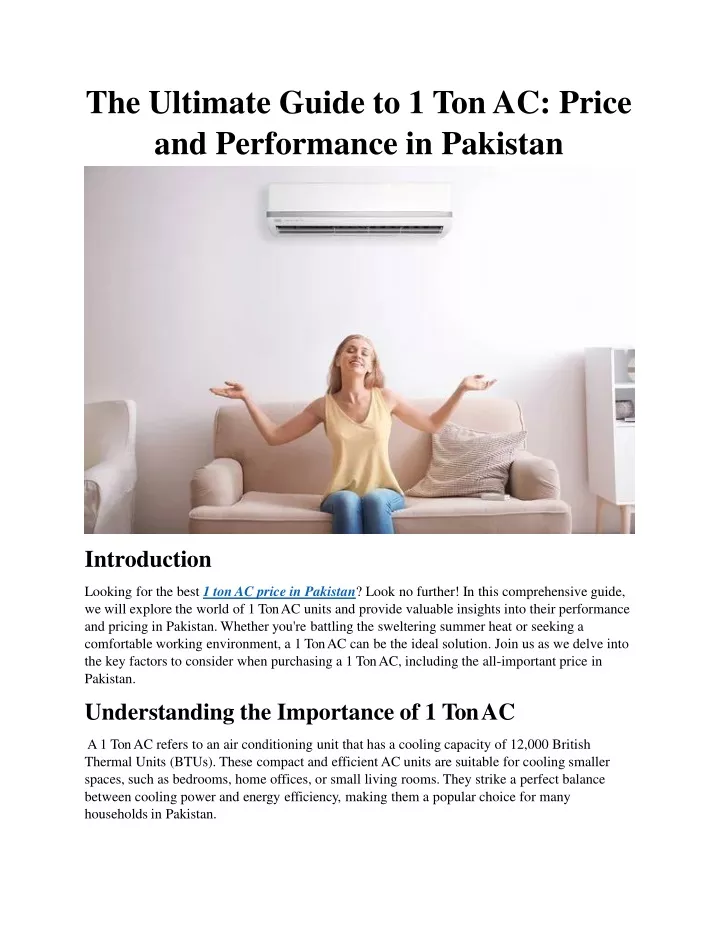 the ul t i m a t e gui d e t o 1 t on ac p r i ce and performance in pakistan