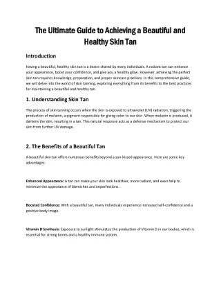 The Ultimate Guide to Achieving a Beautiful and Healthy Skin Tan - Dr. Priyanka Aggarwal