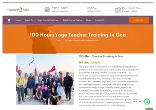 100 Hours Yoga Teacher Training In Goa