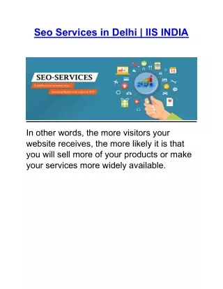 Seo Services in Delhi | IIS INDIA