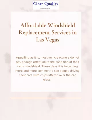 Affordable Windshield Replacement Services in Las Vegas