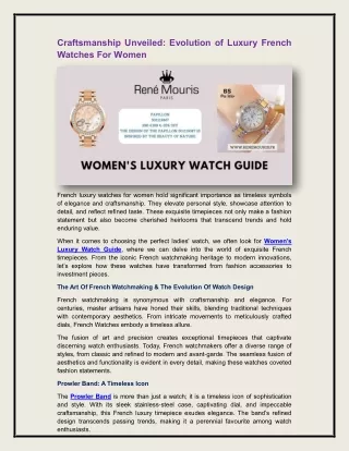 Women’s Luxury Watch Guide