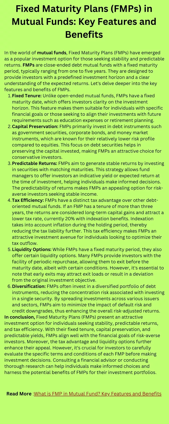 fixed maturity plans fmps in mutual funds